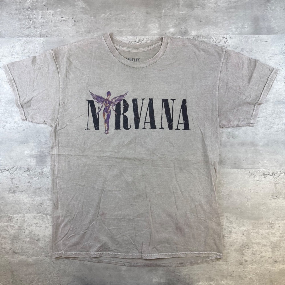 Nirvana In Utero Angel Graphic T-Shirt Mens Large Gray Short Sleeve Band Tee